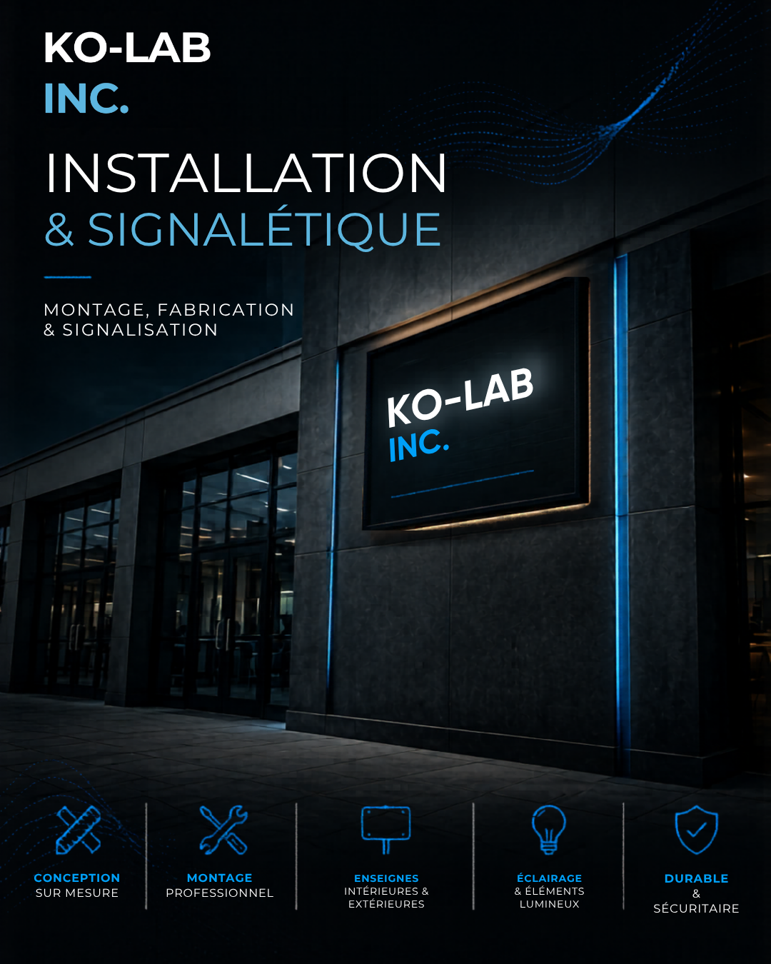 KO-LAB — Full storefront wrap for a downtown Gatineau pop-up